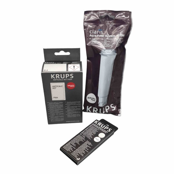 Krups Pflege-Set M -Original- Wasserfilter Reinigungstabletten Entkalker für Kaffeevollautomaten