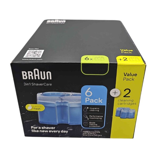 Braun 8 x CCR (6+2-Pack) Reinigungskartusche -neue Variante - Clean&Renew / Clean Charge CC-System