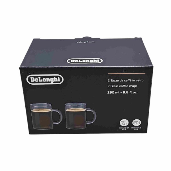Delonghi Kaffeegläser aus Borosilikatglas 2er Set a 250 ml DLSC320 Kaffeetassen