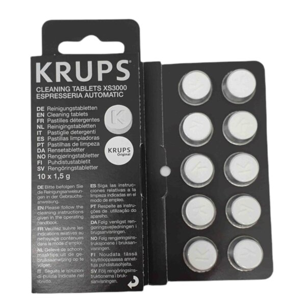 Krups 2 x 10 Reinigungstabletten XS3000 für Kaffeevollautomaten - 2 Blister a 10 x 1,5 g