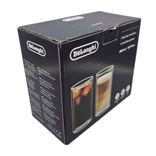 Delonghi Kaffeegläser Cold Brew doppelwandig aus Borosilikatglas 2er Set a 300 ml DLSC325 Kaffeetassen