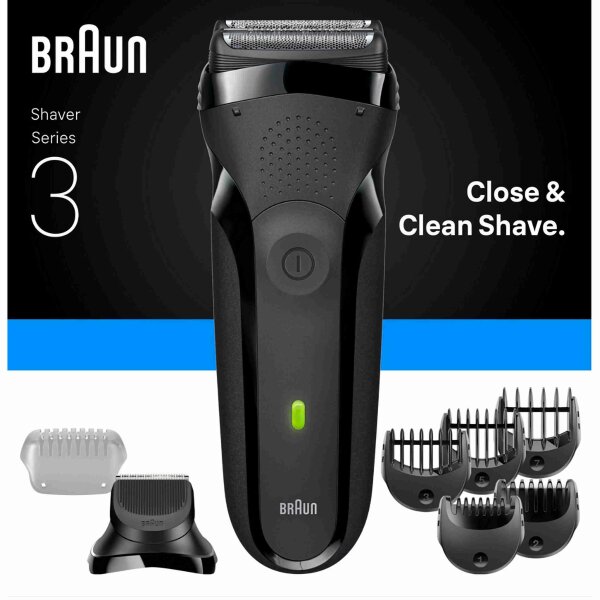 Braun Rasierer Series 3 300BT grau - mit Barttrimmeraufsatz Typ 5414