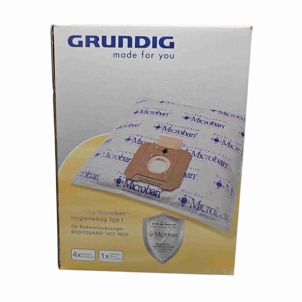 Grundig Microban Hygienebag Staubsaugerbeutel Typ I VCB 98 für Bodyguard Staubsauger VCC9850 - RESTE-