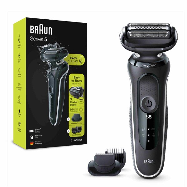 Braun Rasierer Series 5 51-W1500s - mit Barttrimmeraufsatz - EasyClick Precision Trimmer - Type 5762