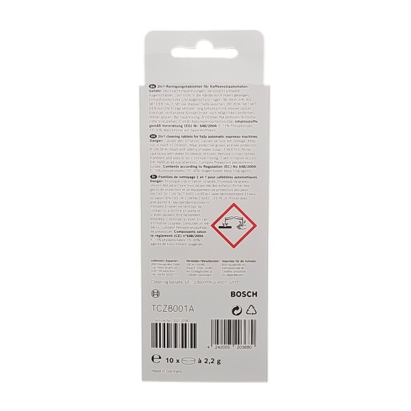 Bosch 2in1 Reinigungstabletten 10 er TCZ8001A a 2,2 Gramm VeroSeries für Kaffeevollautomaten