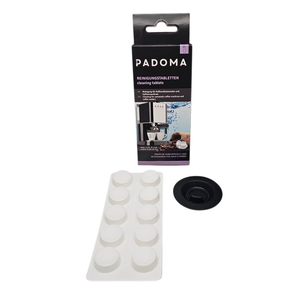 Padoma Reinigungstabletten + Reinigungsscheibe - für Espressomaschinen mit 54mm Sieben- im Set -