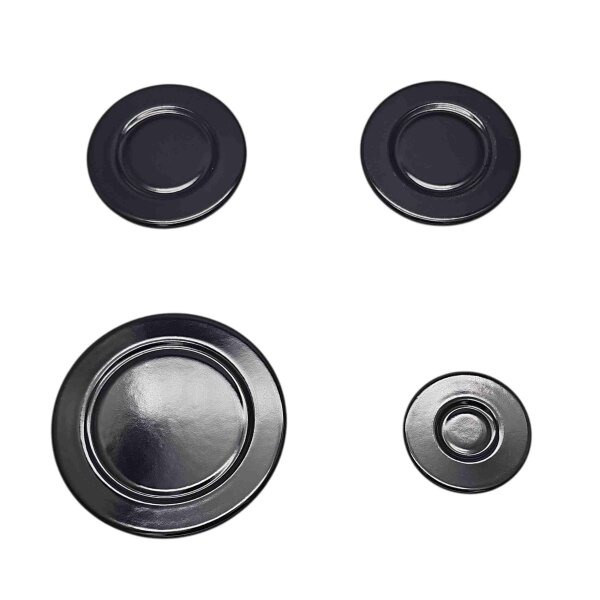 Amica Set Brennerabdeckungen - 2 mittel 1 x klein 1 x groß - Somipress S1 SOMI - Deckel schwarz  für Gasherd