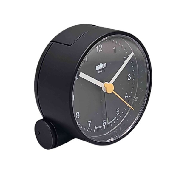 Braun Quarzwecker BNC001 schwarz analog mit Zeiger