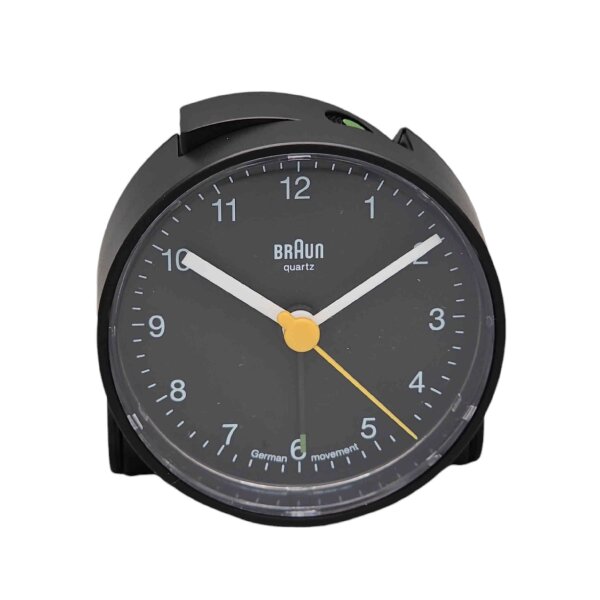 Braun Quarzwecker BNC001 schwarz analog mit Zeiger