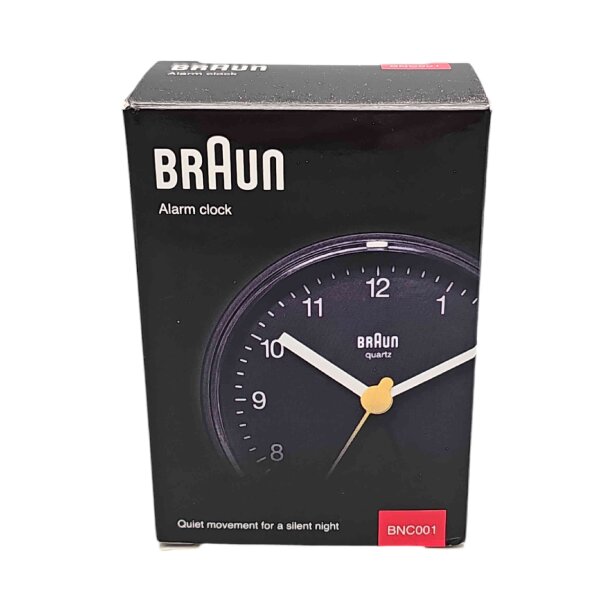 Braun Quarzwecker BNC001 schwarz analog mit Zeiger